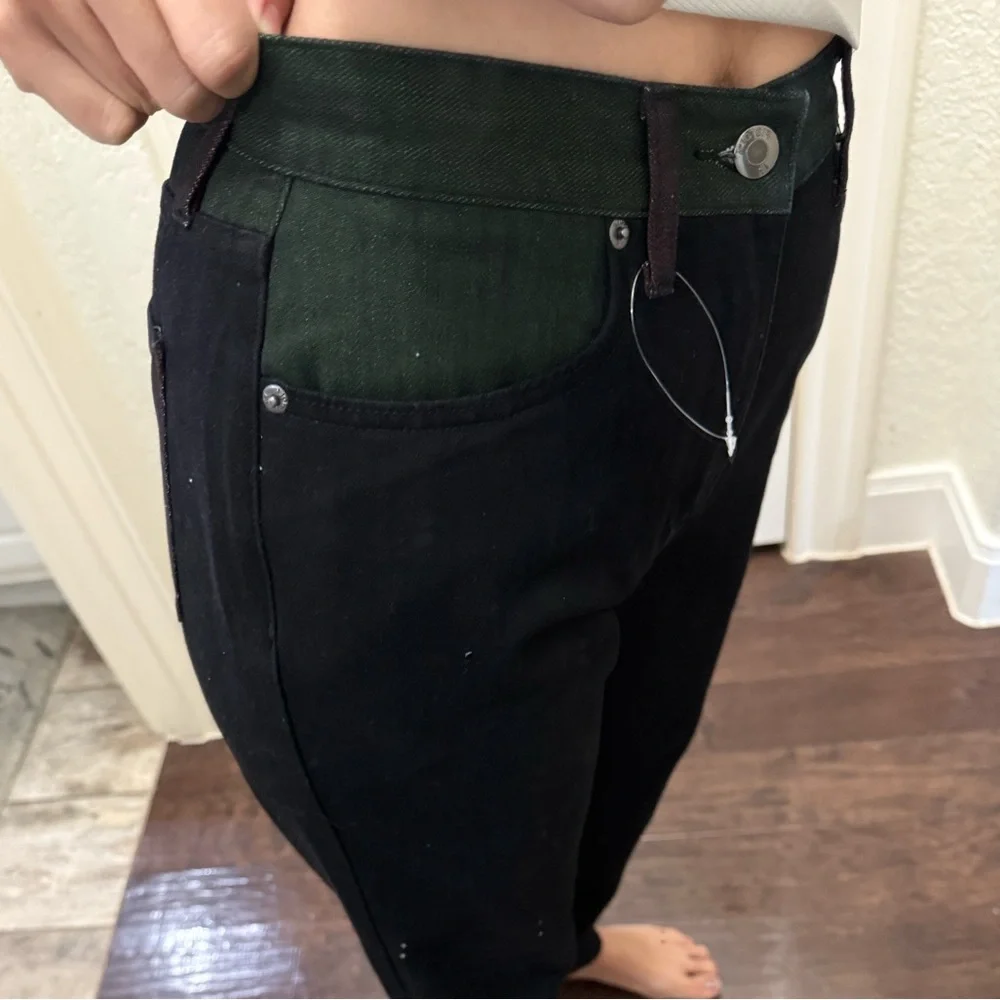 NEW  Pistola  Hight Rise Black Brown Green color  block Denim Pants Jeans 26 - Picture 3 of 5
